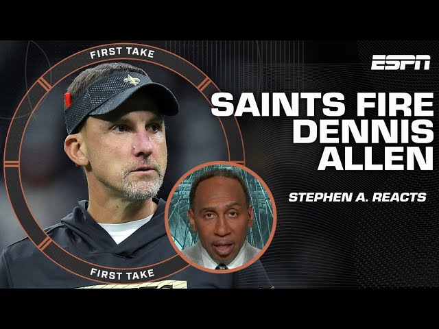 Stephen A. & Shannon Sharpe’s INSTANT reaction to the Saints firing HC Dennis Allen | First Take